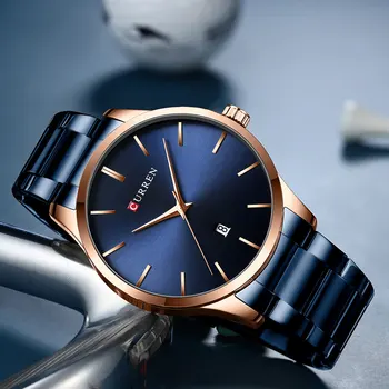 CURREN Modni Kreativne dizajnerske muški sat od nehrđajućeg čelika Klasične i jednostavne kvarcni sat s automatskim datum Muški muški satovi satovi muški