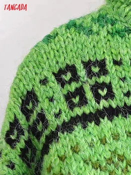 Тангада Za žene Zelena geometrija Водолазка pletene Kardigan džemper Elegantne Ženske pulover velike veličine Šik vrhovima 3H947