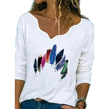 Elegantnu bluzu s V-izrez i dugim rukavima, košulja ženska košulja po cijeloj površini leptir, Svakodnevne košulje, Moderan Novi stil, Vanjska odjeća, ženska majice, pulover
