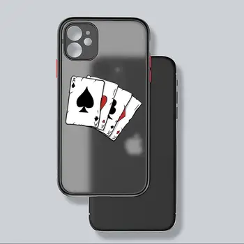 Poker Igra u Kartaška igra Torbica za telefon Crne Boje Mat Prozirno za iPhone 13 12 11 Pro Max Mini X XS XR 7 8 Plus Torbica Funda