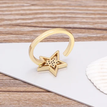 Novi Dizajn CZ Cirkon Zvijezda Otvoreni Prsten Modnu Izjavu Geometrijski Zlatna Boja Šarm Ženske Podesiva Nakit je Prekrasan Svadbeni poklon