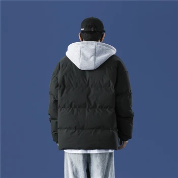 Zimska jakna-пуховик Harajuku Za muškarce 2021 Korejski univerzalna vanjska odjeća visoke kvalitete Debeli parka Hip-hop Lažno kaput od dva dijela obloge