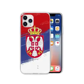 Torbica za telefon sa Zastavom Srbije za iPhone 13 Mini 12 11 Pro Max Xs Xr X 8 7 Plus Se 2020 Prozirna Torbica