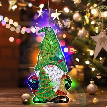 DIY Diamond Slikarstvo LED Noćni Viseći Svijećnjak Zao Lampa Božićni Ukras Ukras za dom 2021 Navidad Novogodišnji poklon