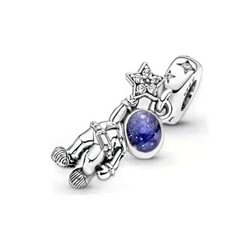 Zatim Perle od 925 sterling Srebra Plava Krila Astronauta ključ Mjesec Zvijezde Božić Doll Ovjes odgovara originalnim браслетам Pandora