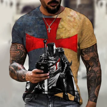 Standardna t-shirt samuraja Knights Templar 3d, muška majica kratkih rukava, u europskom i američkom stilu, muška