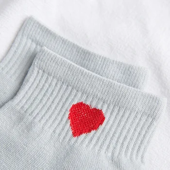 Ženske kratke čarape Crveno srce Slatka Studentski svježe ženske čarape od mekog pamuka Ljeto, Jesen Topla Rasprodaja Čarape za djevojčice Meias Sox