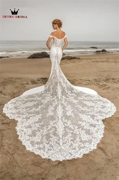 Seksi svadba haljina Sirena s velikim vlak od Tila sa čipkastim aplikacije Večernjim vjenčanicu 2022 Novi Dizajn Po mjeri DS97