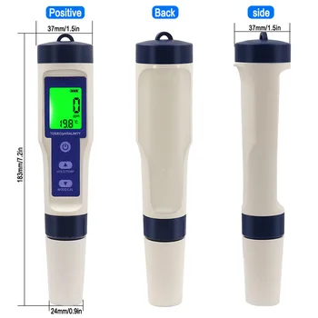 5 u 1 Digitalni Mjerač Temperature TDS/EC/PH/Salinitet Monitor Kvalitete Vode Tester za Bazene, Pitke Vode Akvarija
