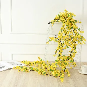 180 cm Svilene žuta Rotirajući гирлянда svilene biljke Noćurka Cvjetovi vinove loze za kućnu svadbeni nakit Valentinovo Proljetni dekor vrt