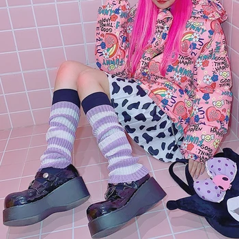E-djevojka Kawaii Tajice Pletene čarapa Harajuki Gothic Mall Gotička Starinski prugasta Protežu dužine do koljena Cool Boem Emo Alt Čarapa