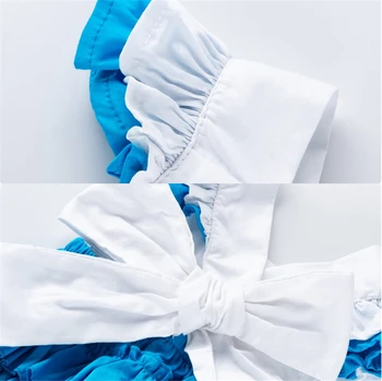 Nova ljetna haljina za djevojčice klizači sa svježim leđa križ kombinezon za novorođenčad Pepeljuga plavo-bijeli ogrtač s leteće rukavima