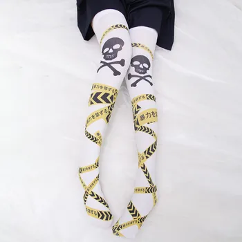 Modni prugasta ženske čarape Lolita Iznad koljena, duge čarape do kukova, japanski nadkoljenice Kawai, Animacija za djevojke Cosplay