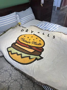 Japanski Ljudski hamburger Kauč Pokrivači Za spavanje Prometni Deka Deka Tepih Tepih Bacanje Вязаное Deka