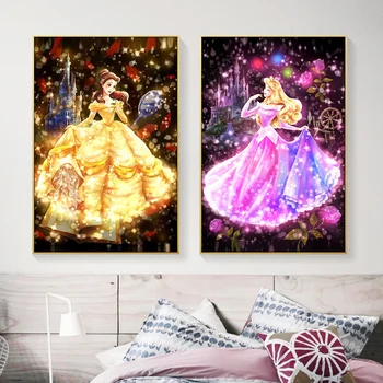 DIY 5D Diamond Slikarstvo Disney Diamond Vez Rapunzel Snjeguljica Pepeljuga Šumarstvo Princeza Home Dekor Setovi za križićima