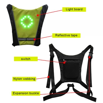 Vodootporna LED signalni prsluk s podrškom za daljinsko upravljanje Reflektirajućim Sigurnosti Prsluk za jahanje, Noćni Jogging, Navodi rasvjeta
