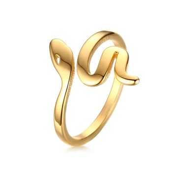 Moda Prsten u obliku Zmije Nakit Od Nehrđajućeg Čelika Zlatne Boje Prsten u obliku Zmije za žene Lijepe večernje uređenje