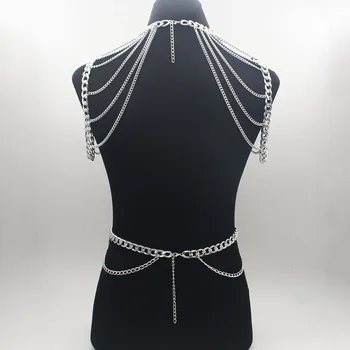 Boem Punk ogrlica-lanac za tijelo Ovratnik Lanac na ramena, Duge Ogrlice i privjesci Ženske seksualne tijelo nakit