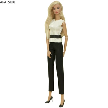 Crno bijeli Ured Lady Moda Lutka Set Odjeću za Barbie Odjeću 1/6 Pribor Za Lutke Top Majica Uske Hlače Hlače Igračke