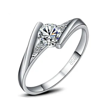 Pošaljite kutiju moda 925 srebrni rub skup od tri vjenčano prstenje za zdravlje žene korejski nakit zemlja moda crystal modni par # 28