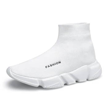 2022 Bijele cipele za žene, cipele s vrhom, tenisice bez spojnica, muška elastična tkanina, Casual moda cipele, čizme do 42 43