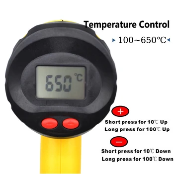 Pištolj za vrući Zrak 2000 W 220 U EU Industrijski Električni Termostat Toplinske Topove LCD zaslon Alati Za lemljenje