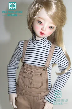 Odjeća za lutke pink prugasta majica, traper hlače s remenom za 43 cm, 1/4 BJD MSD pribor za lutke