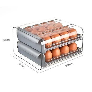 Kutija Za Skladištenje Jaja s povucite Spremnik Za Skladištenje Svježih Proizvoda Transparentno Hrane Kontejner Dvostruka Plastični Hladnjak sa Zaštitom Od Pada Kuhinjski Alat