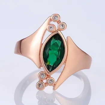 Цаоши Etnički Stil Markiza Zeleni Kamen Prstena na Prst za Žene Rose Gold Boja Grupa Jubilej College Nakit Pribor Poklon