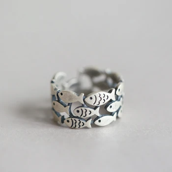 Vintage prsten od 925 sterling srebra sa ribama za žene Čije zaručnički prsten Modni nakit od srebra za djevojčice Dar jz052