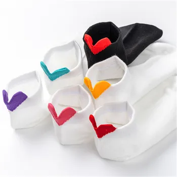 6 Pari Ženskih zabavne čarapa Harajuku Ženske pamučne gležanj Veliko Bijelo Srce Slatka Djevojka Studenti Udoban Svakodnevne Kratke Čarape