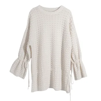 GALCAUR Casual džemper za žene s okruglog izreza i расклешенным dugih rukava sa šal Dizajnerske debeli pleteni puloveri Ženska zimska odjeća 2020