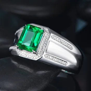 Prsten FUIHETYS za žene i muškarce 925 Srebrni nakit s Smaragdu Cirkon Dragulj Otvoreni Prsten za prste Poklon za vjenčanje Nakit za ruke