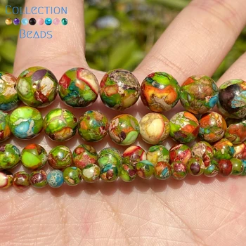 4 6 8 10 mm Perle od prirodnog kamena Šareni Morski Sedimenti Jaspis Tirkiz Okrugle Perle Za izradu nakita DIY Narukvice Pribor