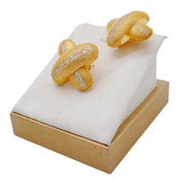 2021 luksuzni nakit Crystal zlatne naušnice-roze privjesak novi dizajn naušnice-prsten za žene modni nakit 2021