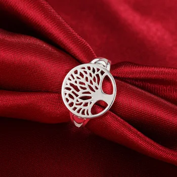 Veleprodajna Cijena 925 Sterling Srebra Drveće Prsten Okrugli Za Žene Moda Vjenčanje Помолвка Dar Na Party Šarm Nakit