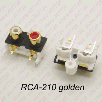 (2 kom/pak.) Pričvršćivanje na pcb 1-struka Stereo Audio-Video Priključak RCA Priključak s dvije rupice (W+R) RCA-210 Zlatni