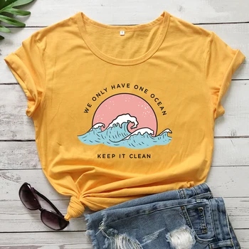 Boji imamo Samo Jedan Ocean, Držite ga čistim, Majica, Haljina u Retro stilu, Spasite Ocean, Ekološka t-shirt, Эстетичная Ženska t-shirt s Danom Zemlje