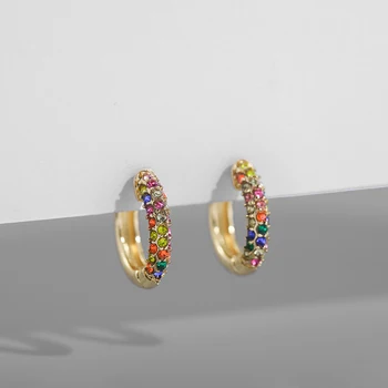 Minimalna Cijele Višebojne vještački dijamant Naušnica prstena za Žene Moda CZ Crystal Zlatne Boje Maleni Uho Piercing Nakit Pribor