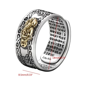95AB Zaštitite Prsten Bogatstva Kvalitetan Amulet Bogatstvo Podesiv Prsten Budistički nakit, Prsten za žene i Muškarce Rođendan Pokloni Novu Godinu