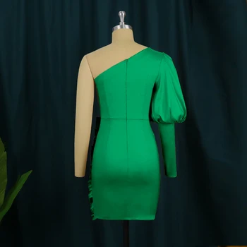Seksi maksi haljina Donje večernja haljina 2021 Nove akvizicije Na jedno rame Zelena haljina s draperijom Haljina Noćne haljine poznate osobe