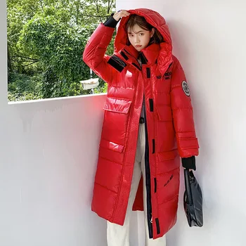 Cotday Pamučnim Duga s kapuljačom Debeli slovo Эполет Sjajni Slatki Džep Korejski Stil 2020 Moda zima topla ženska jakna i Kaput
