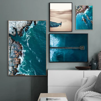 Obala Morska Plaža Slike na platnu Skandinavski plakati s morskim pejzažima i Skandinavske grafike Zidni Umjetničke slike za uređenje doma