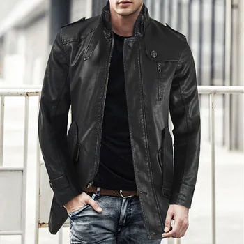 2021 nova muška kožna jakna srednje dužine sa rol-bar plus baršunasti muški pojas velike veličine toplo i ветрозащитная jakna od umjetne kože