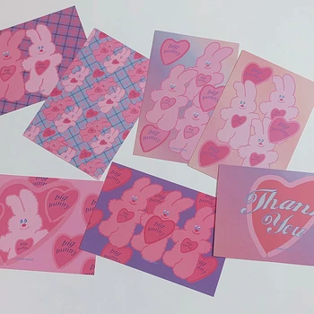 7 Listova Pink Razglednica s Rabbit Ljubavi Uređenje Zidova Spavaće sobe Plakat Kawai Celina Foto Rekvizite Dekorativna Naljepnica Poklon
