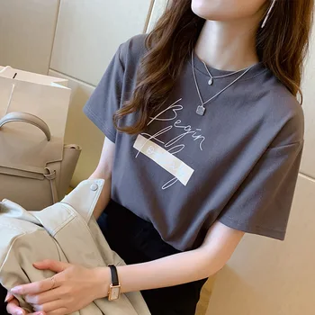 Majica kratkih rukava ženska ljetna moda u korejskom stilu sa po cijeloj površini okrugli izrez top slobodna majica s kratkim rukavima donja majica