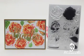 AlinaCraft PROZIRNE MARKE za rezanje metala marke višeslojni cvijet ruže Album za albume Album za razglednice zanat gumeni valjak prozirni silikon pečat